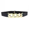 Cinturón de Cadena Metálica Decorativo Versátil para Mujer Cinturón de Cintura Ancho Punk Banda Elástica Extensible con Hebilla Metálica