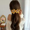 Pinza Negra de Satín con Lazo para Cola de Caballo, Pinza para Volumen del Cabello con Etiqueta Dorada de Lujo Ligero, Pinza para el Cabello de Viajero de Alta Gama y Exquisita