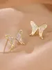 Pendientes de botón de mariposa con diamante Directo de fábrica Coreanos nuevos de circonita moda simples pendientes joyería