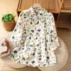 Chaqueta Camisa Artística Estampada Retro de Verano 2026 para Mujer, Elegante Cuello de Solapa, Manga Media, Top de Botones