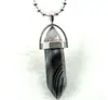 Pendente de pedra de cristal natural transfronteiriço ágata coluna hexagonal bala aço inoxidável europeu e americano colar bola de aço Amazon ebay