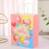Saco de Papel de Feliz Aniversário, Saco Fofo para Embalagem de Presente de Aniversário, Sacola de Presente, Saco de Papel Kraft Colorido