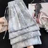 Calça de Cintura Alta Larga com Estampa Vintage para Mulheres, Verão Plus Size, Fina, Caimento Solto, Casual, Calça Yamamoto