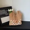 Bolso Tejido Hecho a Mano de Celebridad de Internet para Mujer, Gran Capacidad, Estilo Relajado, Bolso de Playa Calado, Bolso de Hombro Único