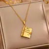 Collar de Acero de Titanio, Popular en Europa y América, Collar con Forma de Libro de Carta de Amor Grabada, Collar con Forma de Sobre de Carta de Amor Abrible, Cadena para Clavícula
