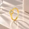 Comércio Exterior Mais Vendido Anel Dourado com Girassol de Strass para Mulheres Moda Personalidade Temperamento Versátil Acessórios de Anel Aberto Atacado