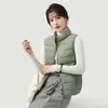 Colete Integrado Sem Costura Outono e Inverno Novo Feminino Jaqueta Leve de Penas Slim Fit Curta Quente Jaqueta Esportiva