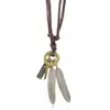 Amazon Retro Collar Largo de Piel de Vaca Aleación Pluma Ajuste de Tira Creativo Collar para Hombres y Mujeres Cadena Personalizada para Suéter
