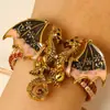 Pulseira Tecida à Mão com Dragão de Esmalte Vintage de Nicho Pulseira de Dragão Cravejada com Diamantes Transfronteiriça Europeia e Americana Joia Versátil Personalizada para Homens