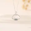 Tiro Real de Collar de Plata de Ley S925 con Candado de Paz de Calcedonia Blanca para Mujer, Nuevo Estilo Chino, Estilo Nacional, Flor de Loto, Candado Ruyi, Cadena para Clavícula