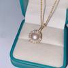 Pingente de pérolas naturais de água doce com diamantes, dourado, fivela universal de dupla finalidade, pingente de abertura para mulheres