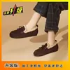 Mocassins slip-on com solas macias para uso externo, sapatos de algodão peludos, modernos e quentes, sapatos Birkenstock com forro de pelúcia, novo modelo outono e inverno 2026