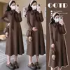 Vestido de Maternidad 2026 Otoño/Invierno Nuevo Estilo Coreano Conjunto de Maternidad Vestido de Dos Piezas con Estampado Floral Retro