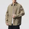Chaqueta de trabajo de otoño de alta gama para hombre con cuello camisero, chaqueta cortavientos para exteriores de estilo deportivo casual retro americano, marca de moda