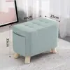 Taburete pequeño de tela para el hogar, taburete para cambiarse los zapatos, reposapiés para sofá de sala de estar, banco pequeño de madera para niños, asiento cuadrado de madera para sala de estar