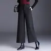 Pantalones Rectos de Lana de Moda para Viajar para Mujer 2026 Otoño Invierno Nuevos Pantalones Anchos de Nueve Décimas Partes Sueltos Pantalones Casuales Elegantes Versátiles