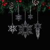 Novo Acrílico Transparente Cristal Floco de Neve Pingente Decoração de Natal Árvore de Natal Cristal Floco de Neve Decoração de Natal