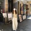 Axb Tercer Estudio Diez Algodón Combinable Pantalones Blancos Estilo Holgado Lazy Slim Plisados Pantalones Casuales
