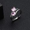 Anillo popular europeo y americano Anillo de circonita para mujer Anillo de cobre chapado en platino con forma de doble corazón joyería fábrica mayorista