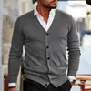 Casaco de malha masculino transfronteiriço Amazon outono e inverno novo suéter masculino gola V manga longa cardigã slim