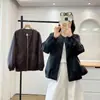 Chaqueta de Cuero con Bolsillos Talla Grande para Mujer 003