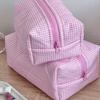 Bolsa de Cosméticos a Cuadros Estilo Japonés y Coreano Bolsita de Lavar Estilo Caperucita Roja Corazón de Niña Gran Capacidad Bolsa con Cremallera Rosa