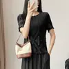 Falda plisada estilo Miyake para mujer, jacquard con cuentas de verano, elegante y estilosa, de cintura alta, bajo amplio, falda midi de línea A