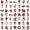 50 Peças de Adesivos de Pétalas de Rosa Vermelha Retrô Flores Naturais Realistas Material para Caderno de Recortes Suitcase Tablet Stickers DIY