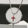 Colar Longo com Pingente de Cruz Totalmente Cravejado de Diamantes Brilhantes Hip-Hop Halloween Corrente Que Não Desbota Corrente Clavicular