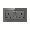 Hong Kong e Macau Exportador Vidro Cinza USB com Painel de Cinco Furos Fabricante Atacado Doméstico Duplo Transfronteiriço Multifuncional Tipo 86