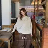 LS Black LabelNueva Colección de Otoño: Suéter de Punto Casual, Holgado y Sencillo con Hombro Caído para Mujer 8007