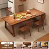 Mesa de Jantar Cor Nogueira para Casa Apartamento Pequeno Mesa de Jantar Retangular Simples Mesa de Restaurante Combinação de Mesa e Cadeiras para Restaurante