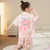 Pijamas Nuevos para Niñas 2025 Verano Seda de Hielo Manga Corta Delgados Moda Infantil para Niñas Ropa para el Hogar para Niños Medianos y Grandes al por Mayor