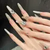 Yihe Original [Lazo Mar Estelar] Lujo Ligero Gato Sonriente Ojo de Gato Zirconia Brillante Diamante Triturado Uñas Portátiles Hechas a Mano