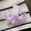 Presilha de cabelo de borboleta em cores doces para meninas, presilha BB de tecido multicamadas de borboleta infantil, elástico de cabelo com pérolas, tiara de cabelo de verão