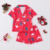 Conjunto de pijama infantil estampado para meninas de meia-idade, novo, para exportação transfronteiriça, ideal para todas as estações. Inclui shorts de manga curta, cardigã e muito mais.