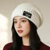 Chapéu de Lã Tricotado Estilo Japonês com Proteção para Orelhas para Mulheres, Outono e Inverno, Quente, Faz o Rosto Parecer Menor, Gorro para Cabeça Grande, Chapéu para Clima Frio, Chapéu para Cabeça Grande