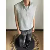 Chaleco de Media Cremallera Desestructurado con Retazos para Hombre, Nuevo Diseño de Verano de Moda, Camiseta sin Mangas Suelta Casual de Contraste de Color