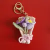 Dulce Colgante de Ramo Tejido a Mano, Elaborado Adorno de Ramo de Flores de Ganchillo de Hilo, Encanto Creativo de Bolso de Flores Hecho a Mano