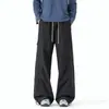 Pantalones impermeables forrados de polar para otoño e invierno, pantalones de trabajo rectos holgados de moda para hombre, pantalones casuales gruesos