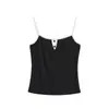 Top de tirantes ajustado y favorecedor con costuras de color block para mujer, nuevo estilo de verano de algodón Tencel, para usar solo o como capa base, hermoso top de punto en la espalda