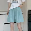 Shorts Yamamoto Femininos de Seda Gelo com Textura Plissada, Finos de Verão, Cintura Alta Versátil Casual Emagrecedores A-Line até o Joelho