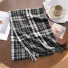 Cachecol Xadrez Imitação de Caxemira Nova Moda Outono e Inverno Versão Britânica Coreana Xale Quente Simples Versátil Cachecol com Franjas