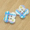 Botón de Resina con Estampado de Cuadros y Trébol de Cuatro Hojas Botón de Cuatro Agujeros Versátil para Ropa Camisa Chaqueta Botón de Accesorio DIY