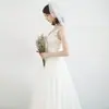 Vestido de Novia de Maternidad para Cubrir el Vientre, Nuevo Estilo 2026 Vestido de Novia para Sesión de Fotos de Viaje con Tema de Bosque con Cola, Vestido de Novia de Bienvenida, Vestido de Novia Ligero, Vestido Formal Pequeño