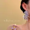 Fogos de Artifício de Névoa Suave~Brincos de Flor de Pelúcia Roxa com Pérolas para Mulheres, Brincos de Estilo Suave, Doces e Únicos, Brincos Super Bonitos