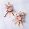 Estética Rosa Champaña Rosa Hortensia Ramillete Flor de Muñeca Novio Novia Padrino Dama de Honor Boda Flor de Solapa