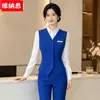 Chaleco Púrpura de Primavera y Otoño Traje Profesional de Auxiliar de Vuelo Ropa de Trabajo para Mujer Uniforme de Recepción de Hotel Uniforme de Entrevista para Auxiliar de Vuelo