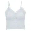 Top Interior Sexy de Encaje con Tirantes para Mujer, Fruncido, Push-up, con Copas Acolchadas, Puede Usarse por Fuera, Hermosa Espalda, Sujetador Camiseta Base