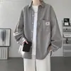 Directo de fábrica pana voluminosa guapa camisa hombres casual holgada lijado abrigo primavera y otoño moda marca manga larga camisa